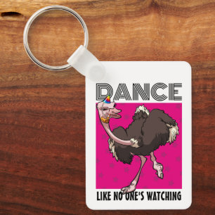 Quirky Ostrich Dance Like No One's Watching Design Keychain