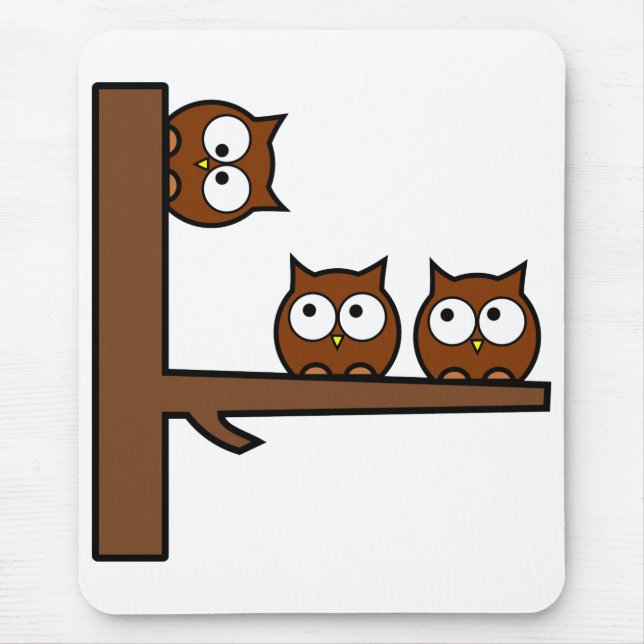 Quirky Owls Round The Bend Mouse Pad (Front)