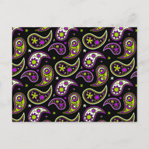Quirky Paisley Pink and Green Postcard