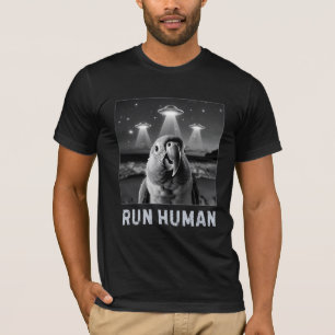 Quirky Parrot Selfie UFO Fun Art T-Shirt