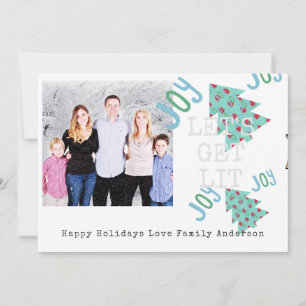 Quirky PHOTO Christmas Folk Art Typeset Card
