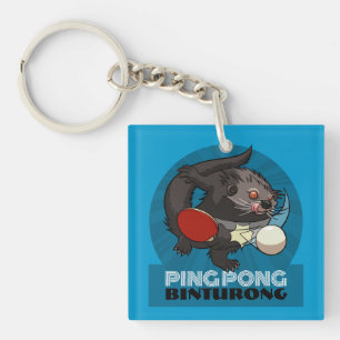 Quirky Ping Pong Binturong Table Tennis Player Keychain
