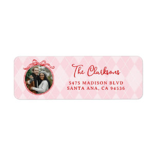 Quirky Pink & Red Whimsical Bow Happy Holidays