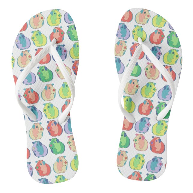 Quirky Pop Art Guinea Pig Colourful Pattern Flip Flops (Footbed)