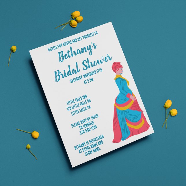 Quirky Pop Art Hustle thy Bustle Bridal Shower Invitation (Creator Uploaded)