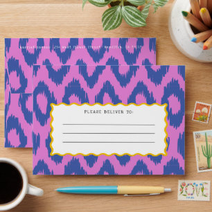 Quirky Purple and Blue Ogee Pattern Wavy Line Envelope