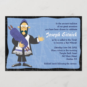 Quirky Rabbi Bar Bat Mitzvah Invitation Invite