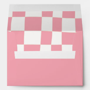 Quirky Retro Blush Pink White Chequerboard  Envelope