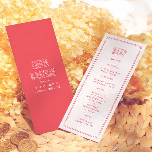 Quirky Retro Love Struck Hand Drawn Cupid Wedding Menu