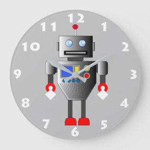QUIRKY ROBOT TOY WITH WHITE NUMBERS LARGE CLOCK