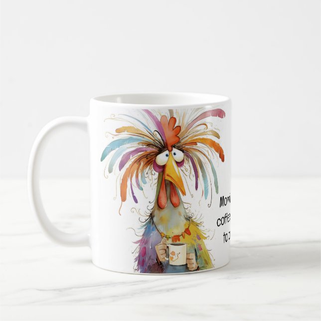 Quirky Rooster Coffee Humour Coffee Mug (Left)