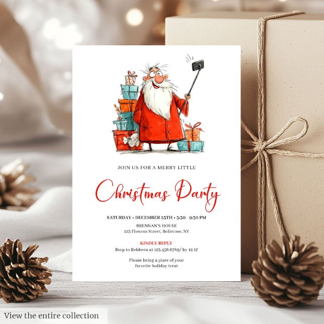 Quirky Santa Claus Editable Christmas Party Invite (Quirky Santa Claus Editable Christmas Party Invite)