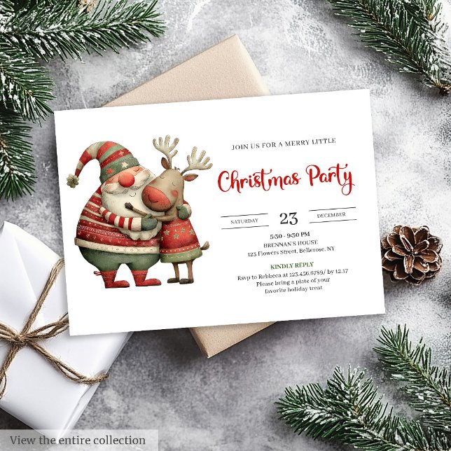 Quirky Santa Claus Watercolor Editable Kids Party  Invitation (Quirky Santa Claus Watercolor Editable Kids Party Invite

)