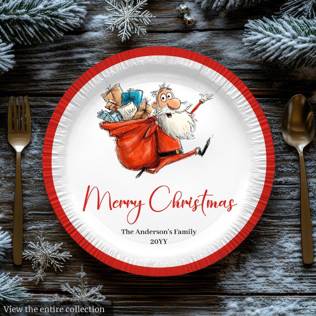 Quirky Santa Claus Watercolor Festive Tableware Paper Plate (Quirky Santa Claus Watercolor Festive Tableware

)