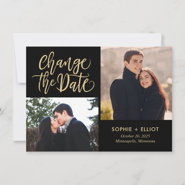 Quirky Script EDITABLE COLOR Change The Date Card (Front)