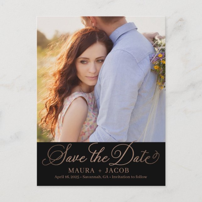 Quirky Script EDITABLE COLOR Save The Date Postcard (Front)