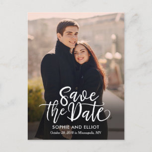 Quirky Script Wedding Save The Date Postcard