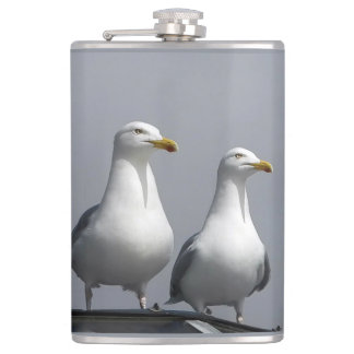 Quirky Seagull Couple Mr & Mrs Gully Stand Proud Hip Flask