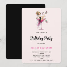 Quirky Sexy Girl in a Martini Glass Birthday