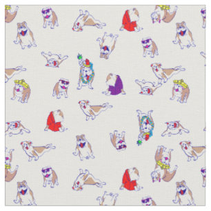 quirky silly bulldog funny puppy dog whimsical fabric