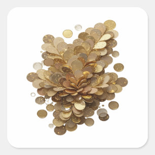 Quirky Silver GOLDEN GLITTERING PETALS Label