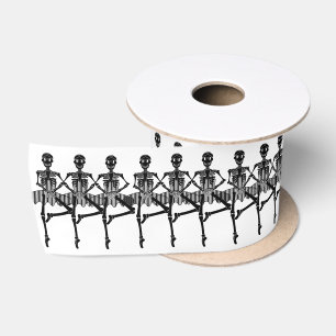 Quirky Skeleton Ballet Dancers Satin Ribbon