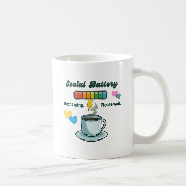 Quirky Social Battery Coffee Mug (Right)