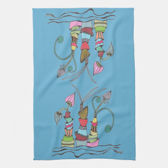 Quirky Stacks (over stove handle) Kitchen Towel (Vertical)