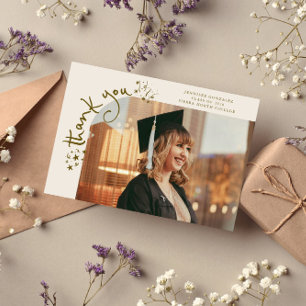 Quirky Stars Cream Grad Photo Thank You Announcement