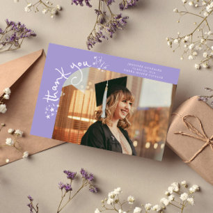 Quirky Stars Lilac Grad Photo Thank You Announcement