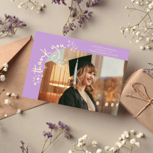 Quirky Stars Wisteria Grad Photo Thank You Announcement