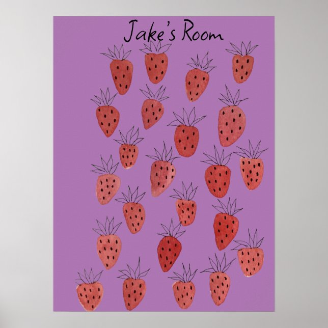 Quirky Strawberry Pattern Poster (Front)