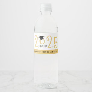 Quirky Text 2023 Graduate in Gold Water Bottle Label