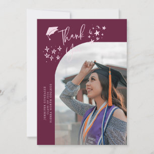 Quirky Thank You Stars Cranberry Graduate Photo Announcement