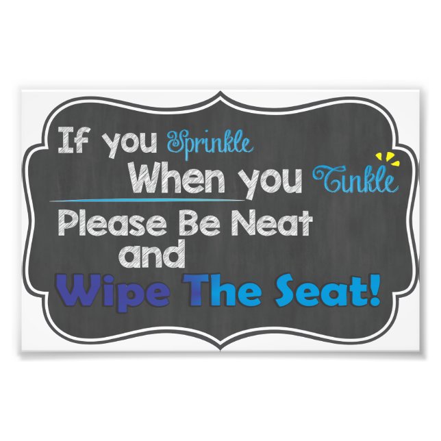 Quirky Toilet Rules Etiquette Chalkboard Print (Front)