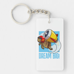 Quirky Tortoise Dream Big! Motivational Cartoon Keychain