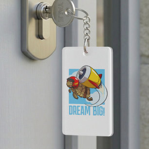 Quirky Tortoise Dream Big! Motivational Cartoon Keychain