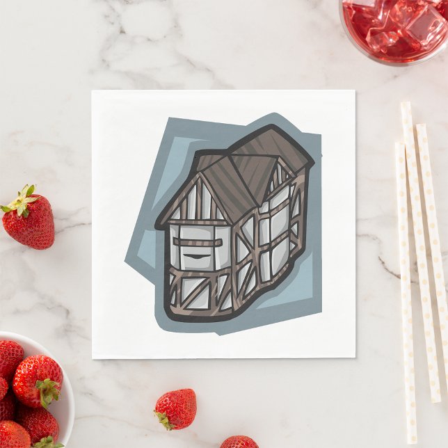 Quirky Tudor House Medieval Architecture  Napkin (Creator Uploaded)