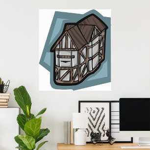 Quirky Tudor House Medieval Architecture  Poster