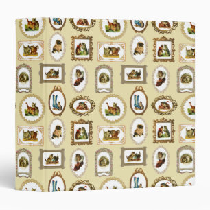 Quirky Vintage Framed Cats Pattern Binder