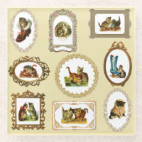 Quirky Vintage Framed Cats Pattern