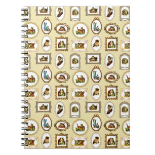 Quirky Vintage Framed Cats Pattern Notebook