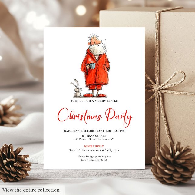 Quirky Watercolor Santa Claus Holiday Party Invite (Quirky Watercolor Santa Claus Holiday Party Invitation

)