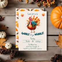 Quirky Watercolor Turkey Thanksgiving
