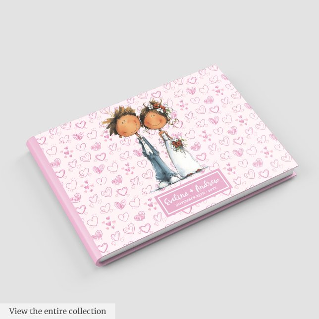 Quirky Wedding Couple Watercolor Guestbook (Quirky Wedding Couple Watercolor Guestbook)