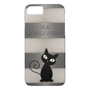 Quirky Whimsical Black Cat Striped -Hello Gorgeous Case-Mate iPhone Case