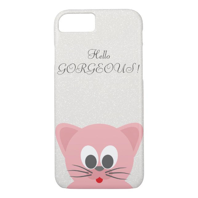 Quirky Whimsical  Cat Glittery-Hello Gorgeous Case-Mate iPhone Case (Back)