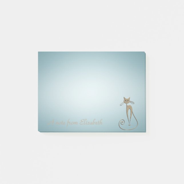 Quirky Whimsical Cat -Personalized Post-it Notes (Front)