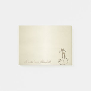 Quirky Whimsical  Cat, -Personalized Post-it Notes
