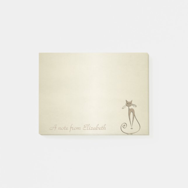 Quirky Whimsical  Cat, -Personalized Post-it Notes (Front)